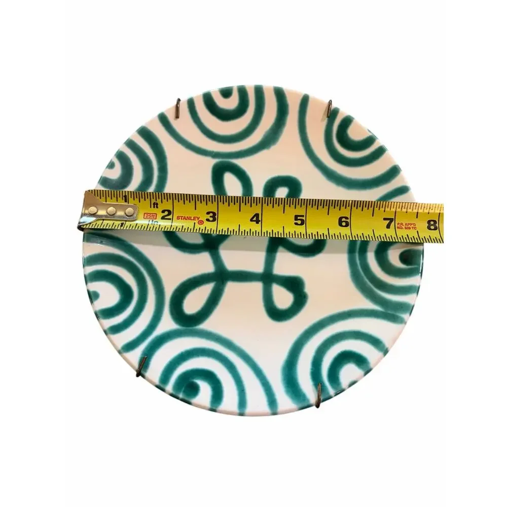 Vintage Gmundner Keramik Green Flamed Plate Hand Painted Austrian Pottery